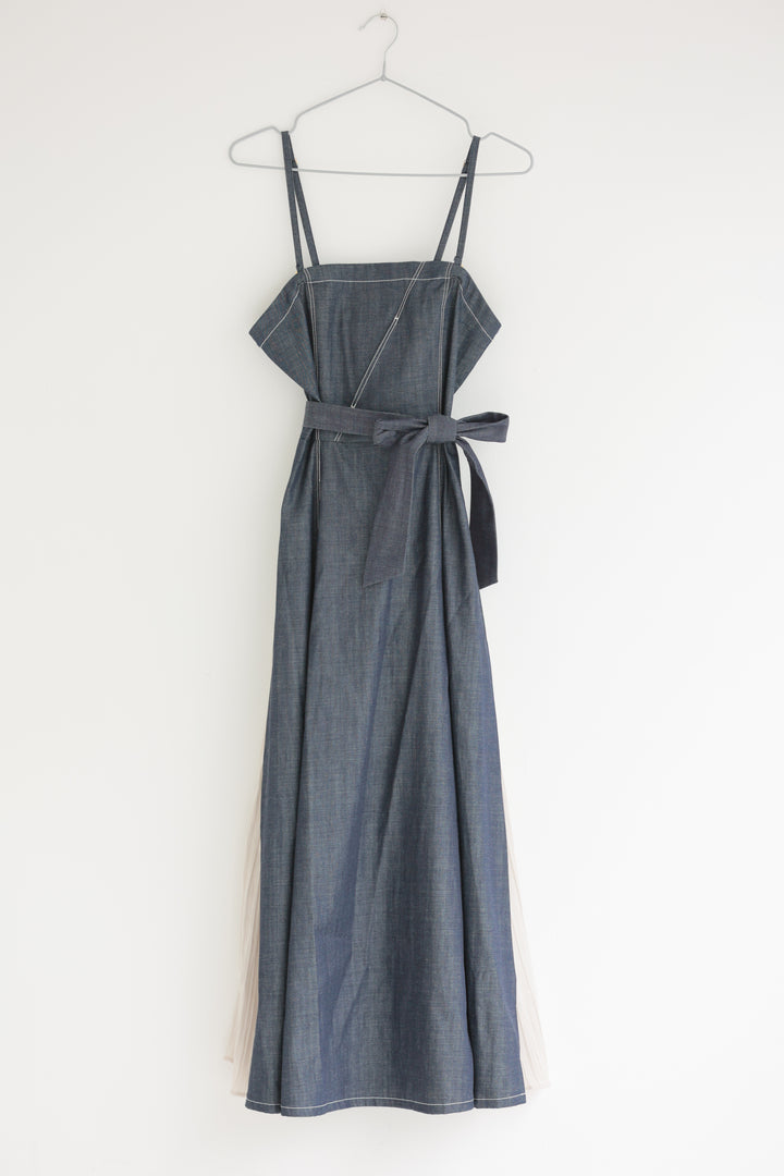 Pleated Denim Dress