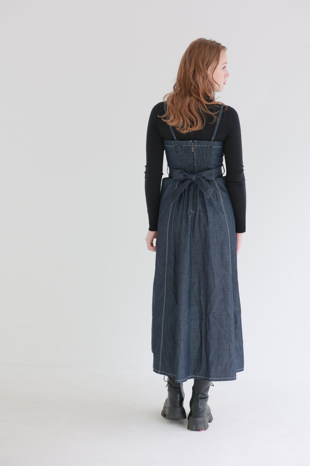 Pleated Denim Dress