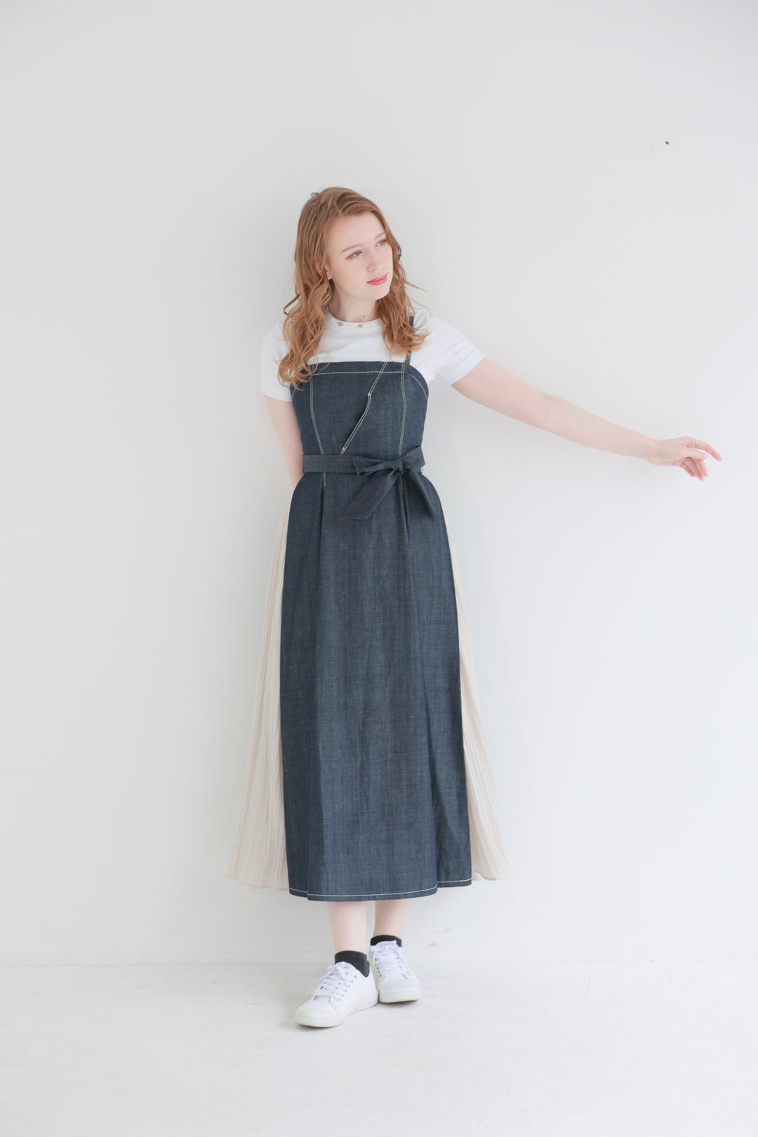 Pleated Denim Dress