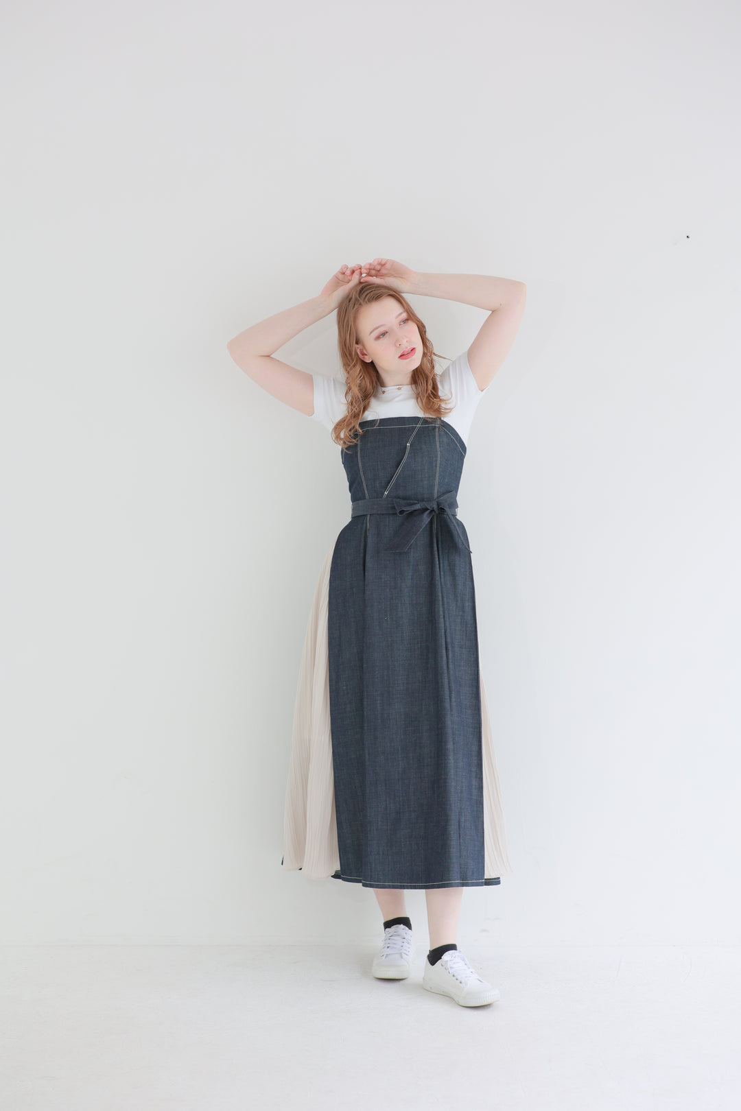 Pleated Denim Dress