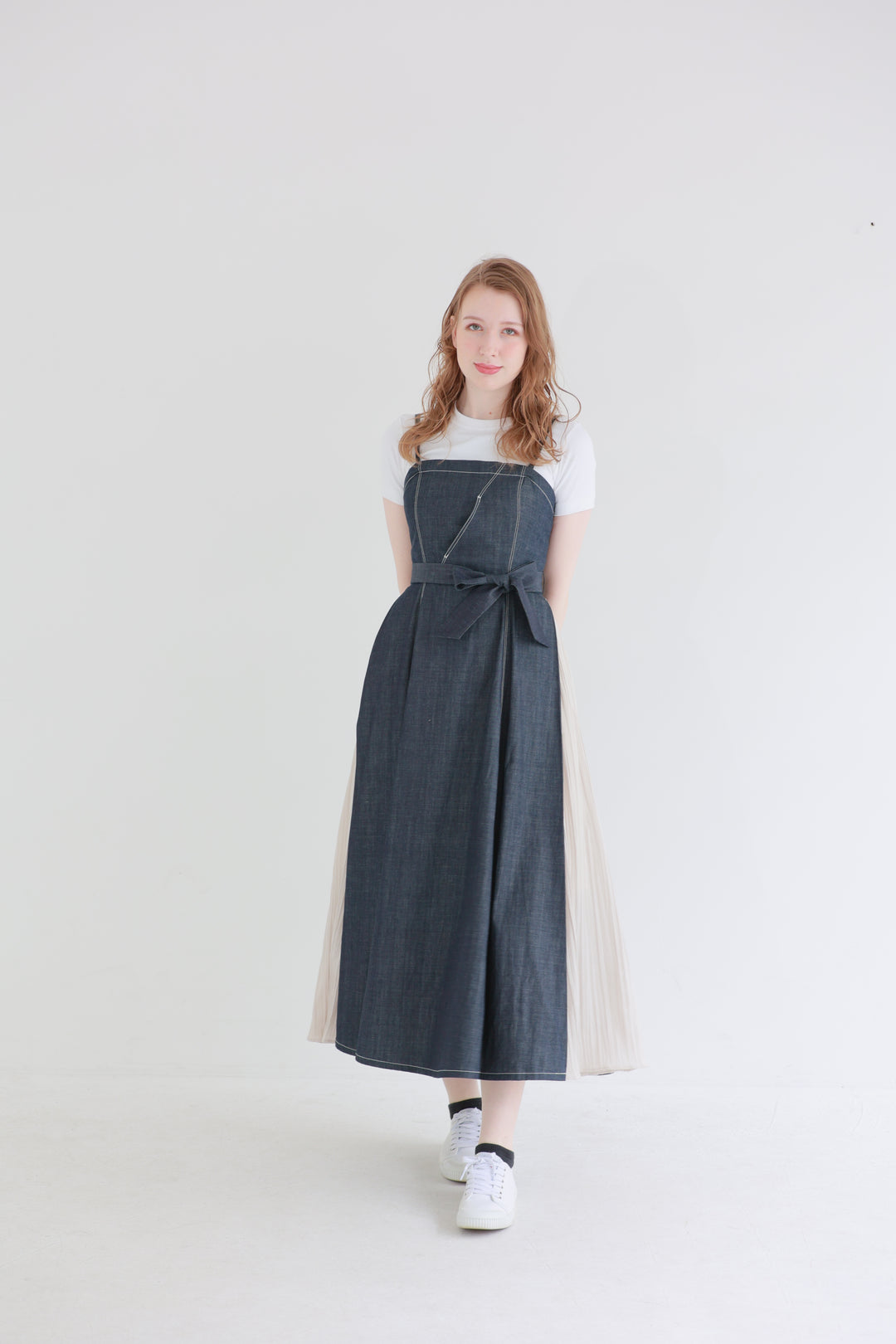 Pleated Denim Dress