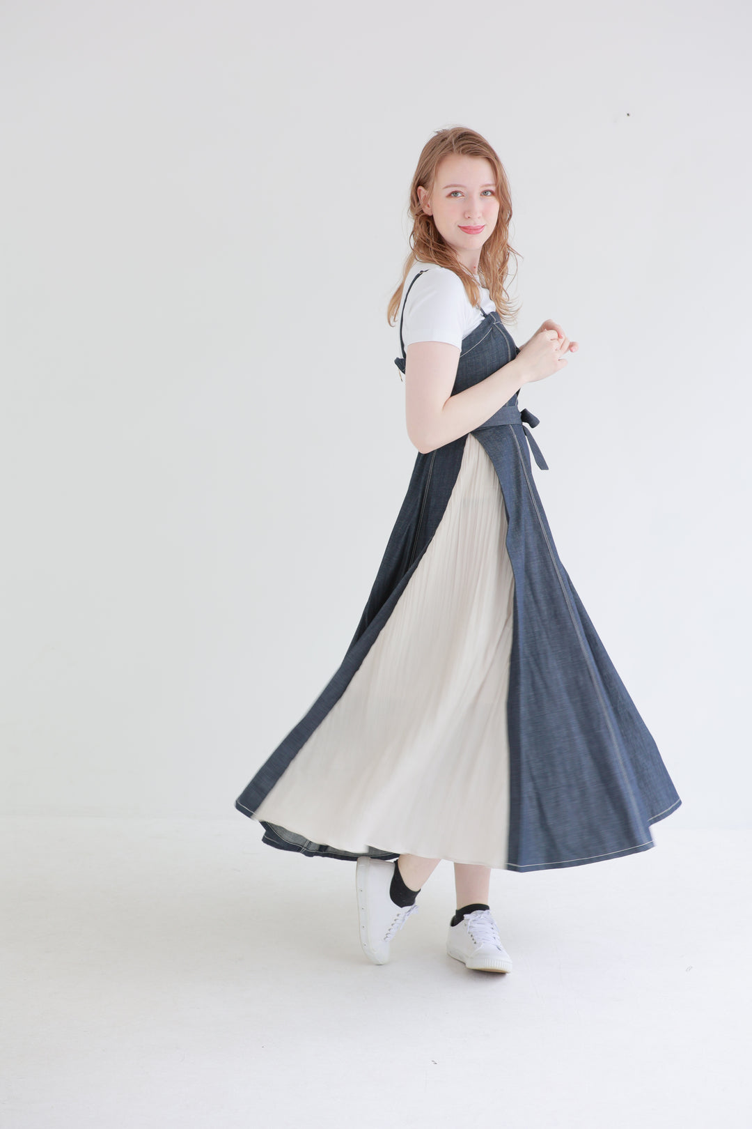 Pleated Denim Dress