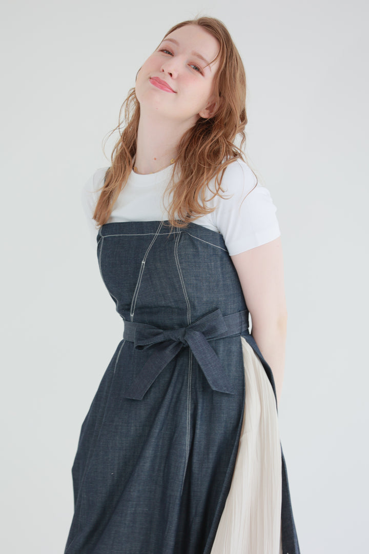 Pleated Denim Dress