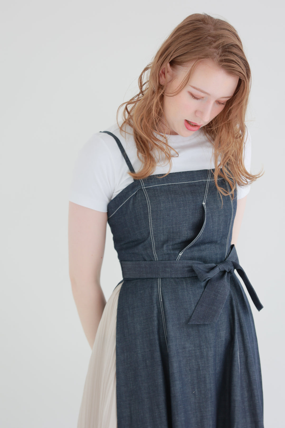Pleated Denim Dress