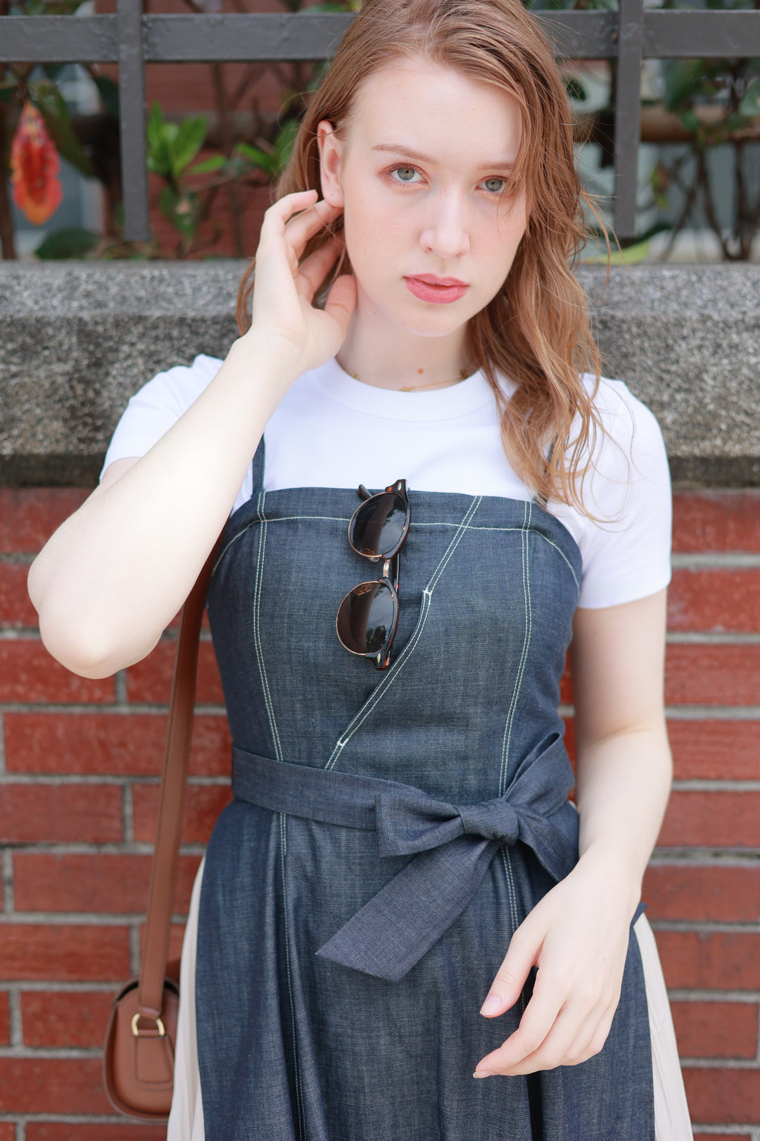 Pleated Denim Dress