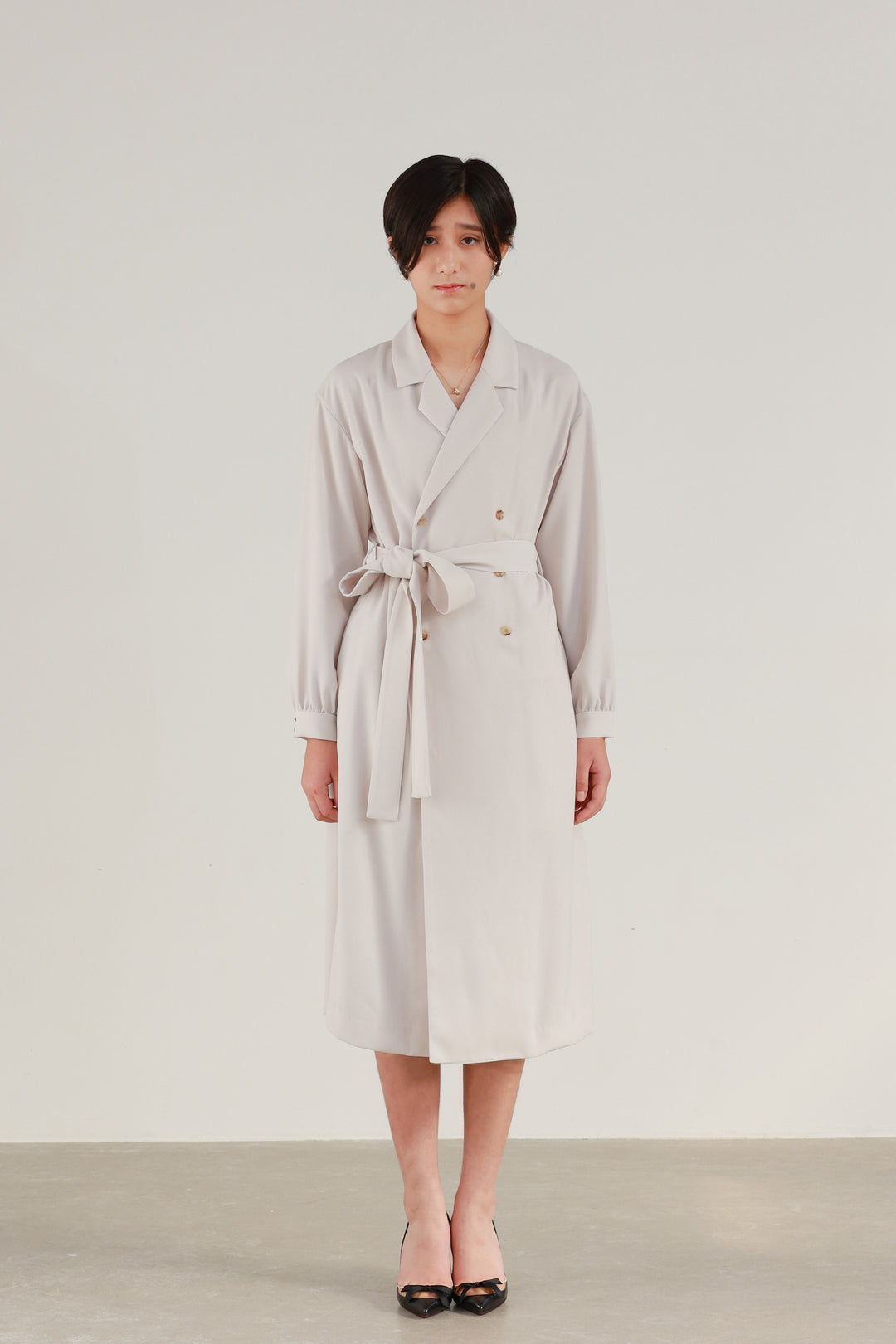 Satin Drape Trench Dress Coat