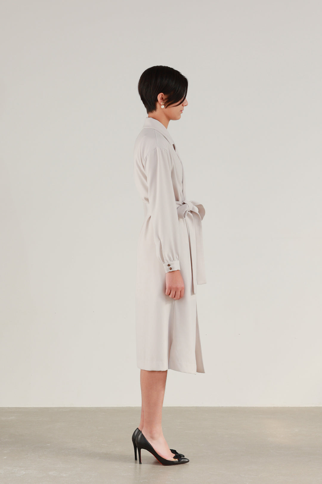 Satin Drape Trench Dress Coat