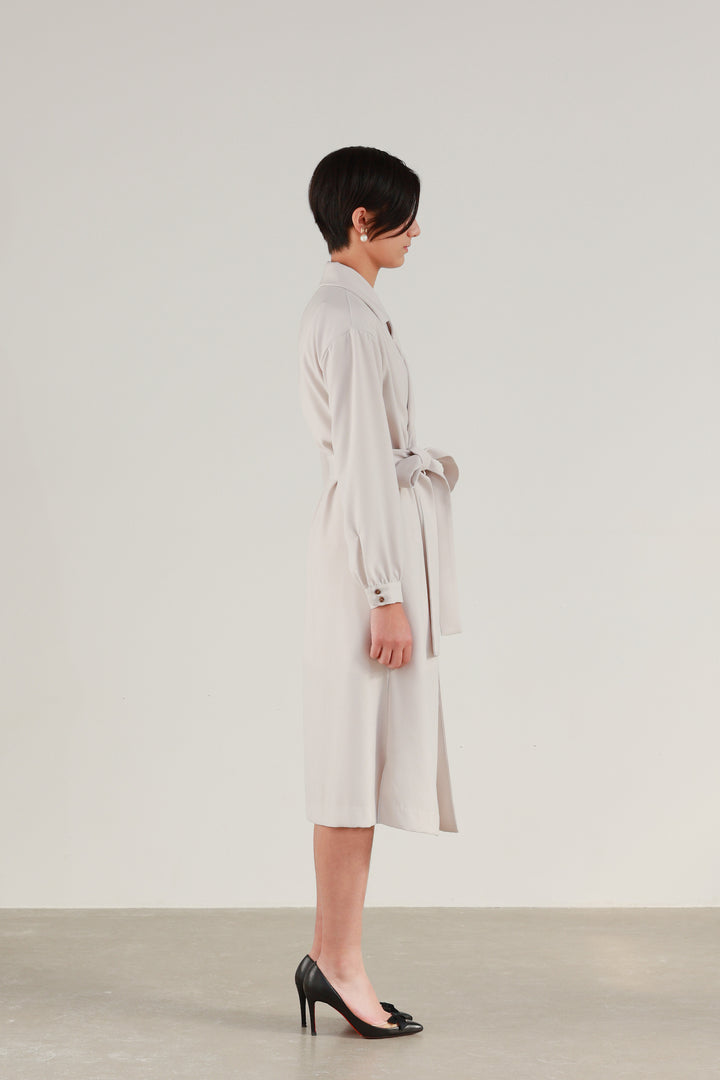 Satin Drape Trench Dress Coat