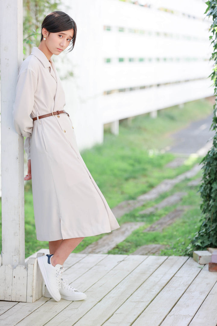 Satin Drape Trench Dress Coat