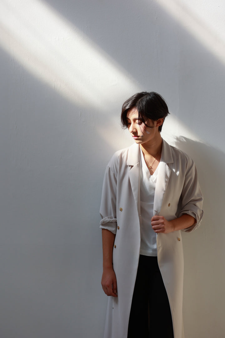 Satin Drape Trench Dress Coat