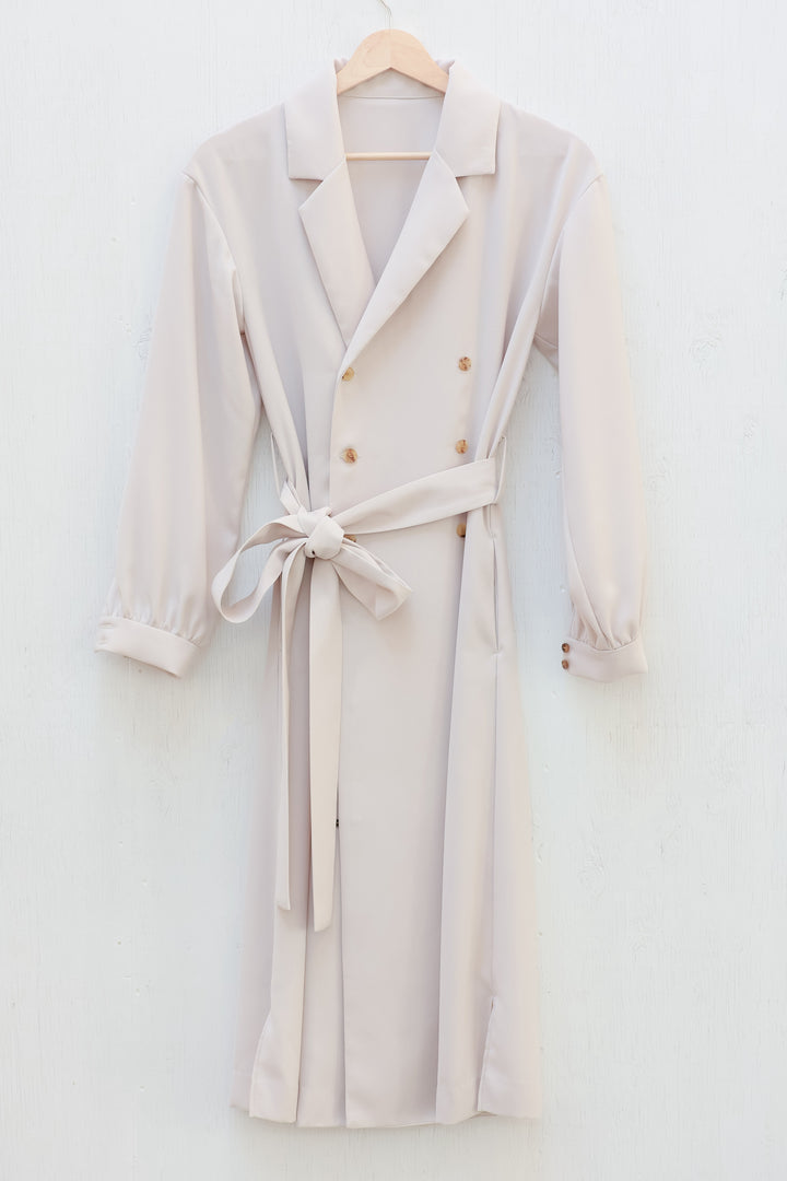 Satin Drape Trench Dress Coat