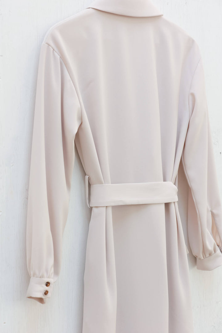 Satin Drape Trench Dress Coat